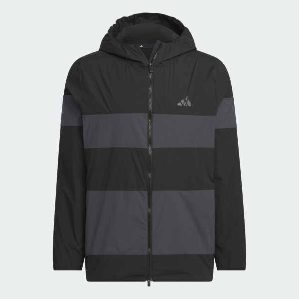 ブラック 【ゴルフ】バックポケット付 軽量 撥水 フルジップフーディー