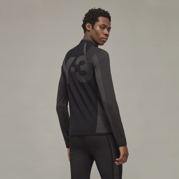 Black Y-3 Classic Knit Base Layer Half-Zip Long-Sleeve Top QY736