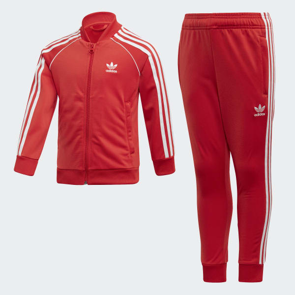 red and white adidas suit