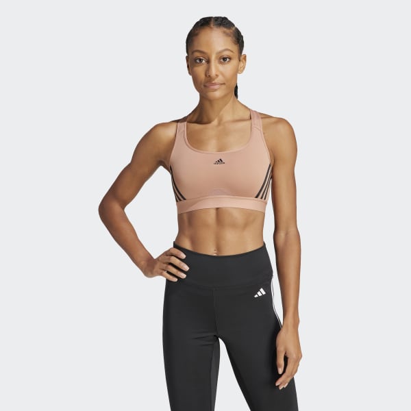 adidas Performance Adidas Powerreact Training Medium-support 3-stripes Bra  – bras – shop at Booztlet