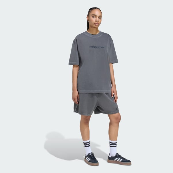 Negro Camiseta Essentials Linear Extragrande Corte Estilo Masculino Efecto Lavado