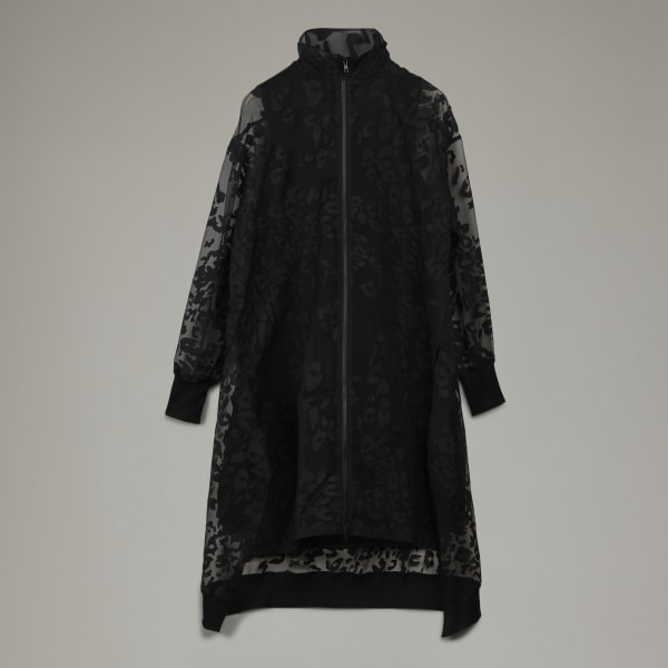 Schwarz Y-3 Sheer Leopard Kleid RB325