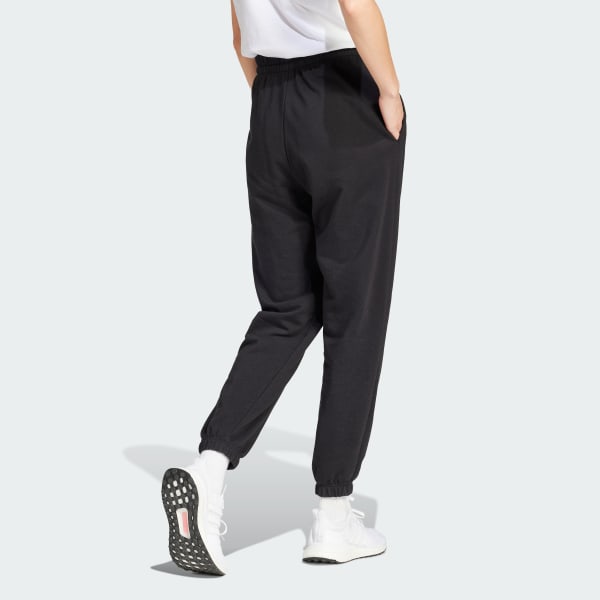 Black Essentials Small Logo French Terry Cuffed Pants