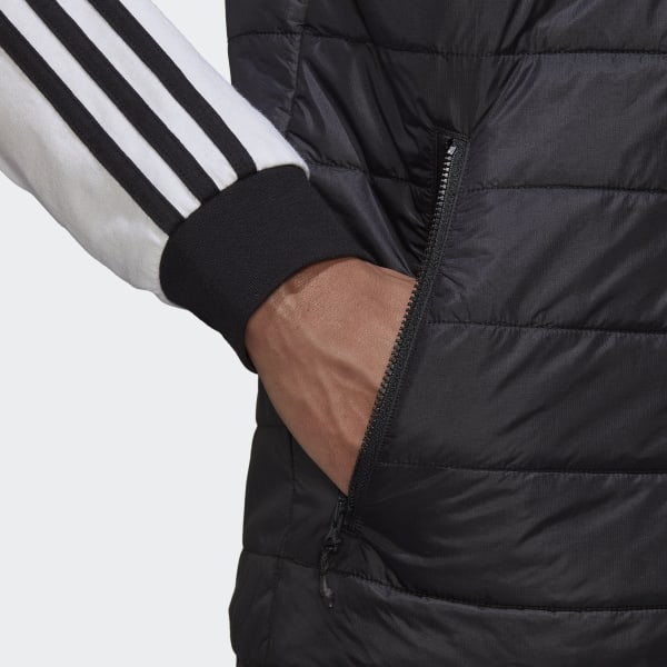 Nero Giacca senza maniche Padded Stand Collar Puffer DE551