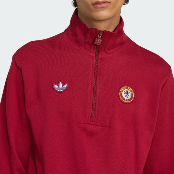 adidas Aston Villa FC Terrace Icons Half-Zip Top Burgundy