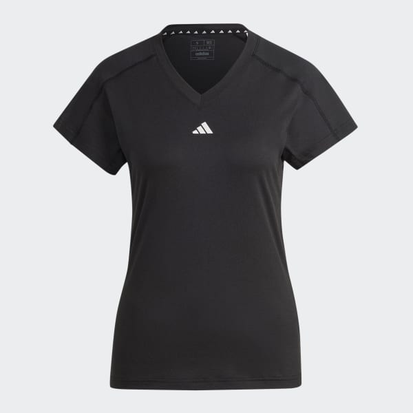Black AEROREADY Train Essentials Minimal Branding V-Neck T-Shirt