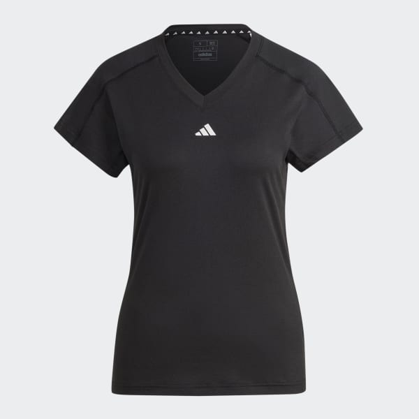 Negro Camiseta AEROREADY Train Essentials Minimal Branding V-Neck