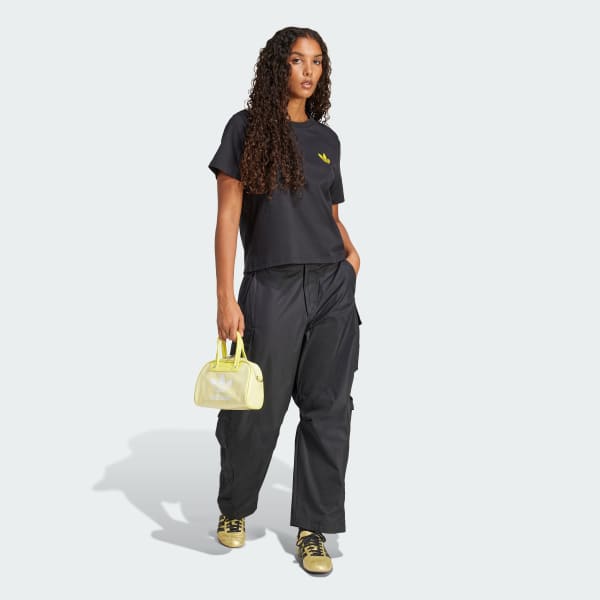 Black Smiley Loose 3-Stripes Tee