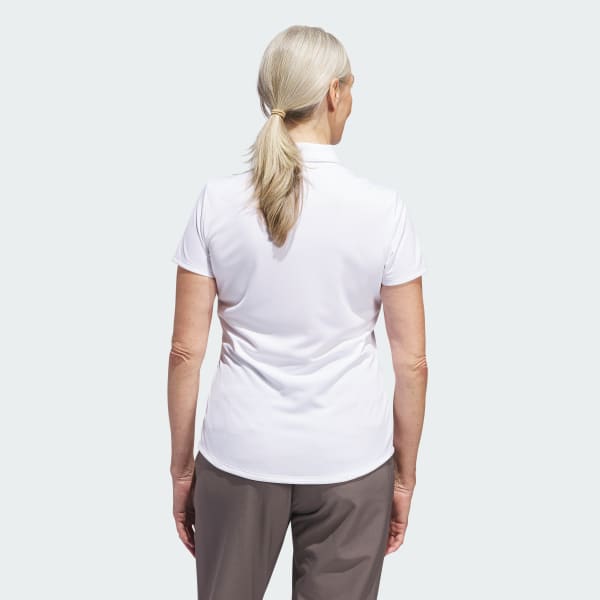 White Women's Solid Performance Short Sleeve Polo Shirt