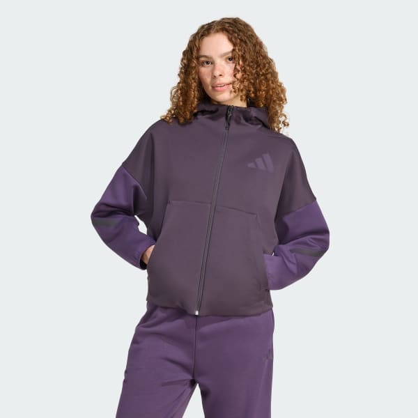 Paars adidas Z.N.E. Hoodie met Lange Ritssluiting