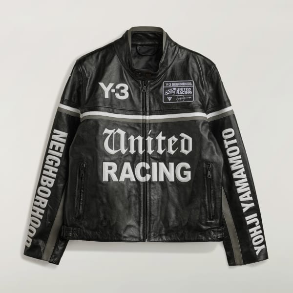 Black Y-3 NBHD Leather Racer Jacket