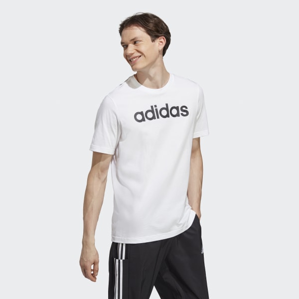 White Essentials Single Jersey Linear Embroidered Logo Tee