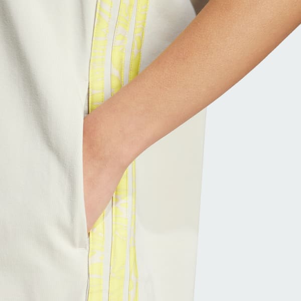 adidas Essentials 3-Stripes Print Sleeveless Dress Beige