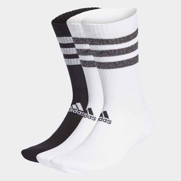 Weiss Glam 3-Streifen Cushioned Sport Crew Socken, 3 Paar 25685