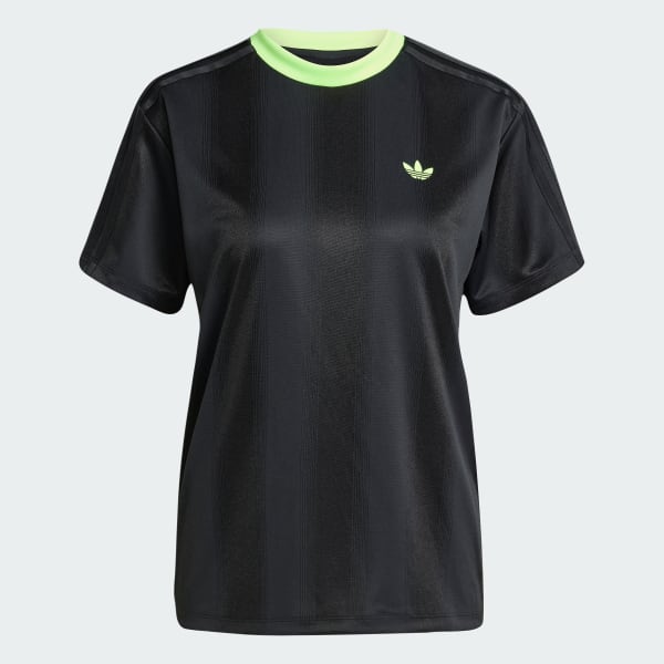 สีดำ เสื้อยืดอาดิดาสฟุตบอลผ้าแจ็คการ์ด