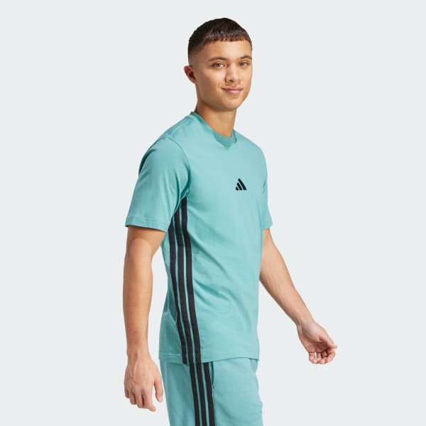 tyrkysová Tričko Essentials 3-Stripes Single Jersey
