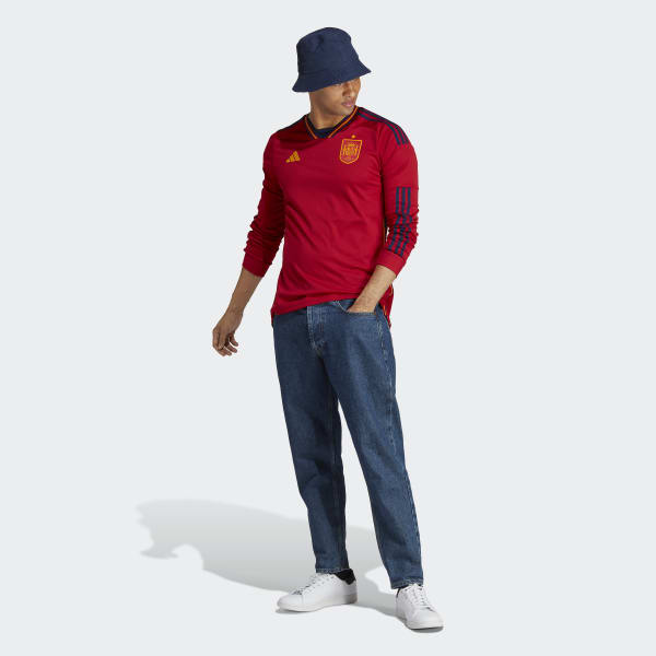 Red Spain 22 Long Sleeve Home Jersey