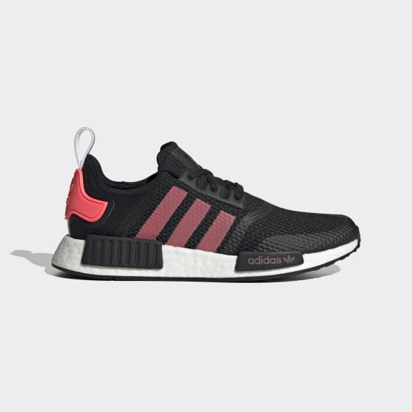 black adidas shoes with pink stripes