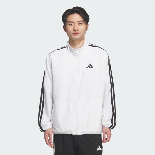 White 3-스트라이프 레귤러 핏 라이트 우븐 트랙 탑