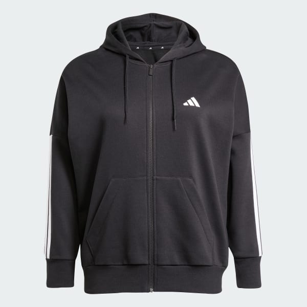 Essentials 3-Stripes Full-Zip Fleece Hoodie (Plus Size)