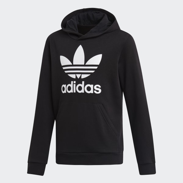 Zwarte en witte Trefoil hoodie voor kids | adidas Nederland