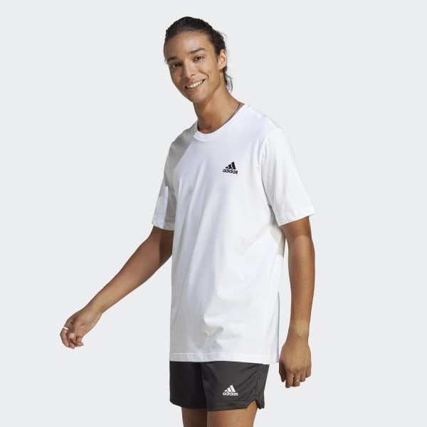 Blanco Remera Essentials Single Jersey con Logo Bordado