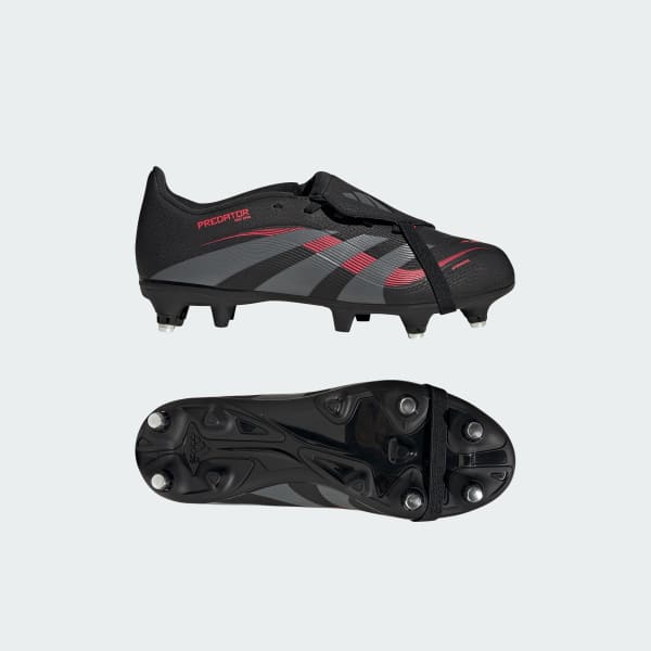 Black Predator League Fold-Over Tongue Soft Ground Boots Kids