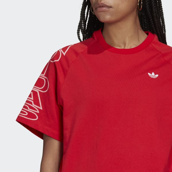 Red Loose adidas Letter T-Shirt JIO77