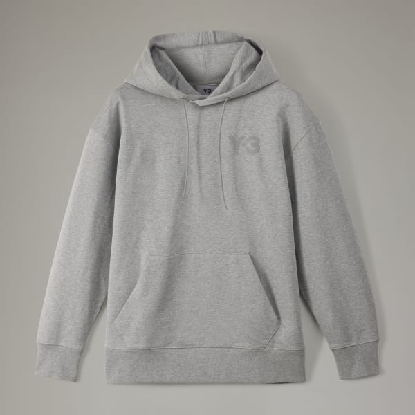 สีเทา เสื้อฮู้ดคลาสสิกแต่งโลโก้ที่อกเสื้อ Y-3