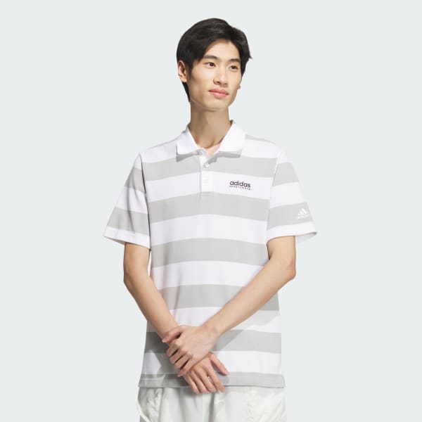 White Piqué Stripe Polo Shirt