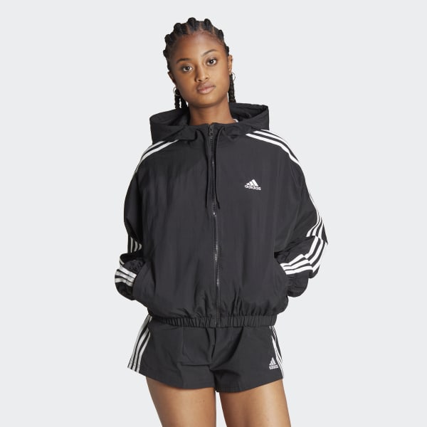 oppervlakte temperatuur Rondsel adidas Essentials 3-Stripes Woven Windbreaker - Black | Women's Lifestyle |  adidas US