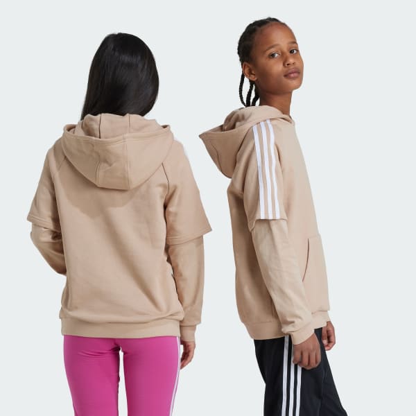 Bege Moletom Capuz Trefoil Infantil