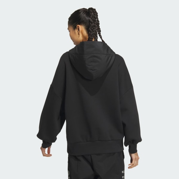 アディダス カレッジ ルーズフィット フリース パーカー - ブラック