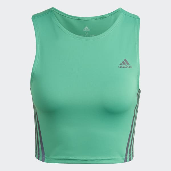 Green Run Icons 3-Stripes Cooler Running Crop Top