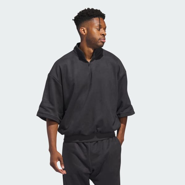 Grey Basketball Sueded 3/4 Half-Zip Sweatshirt