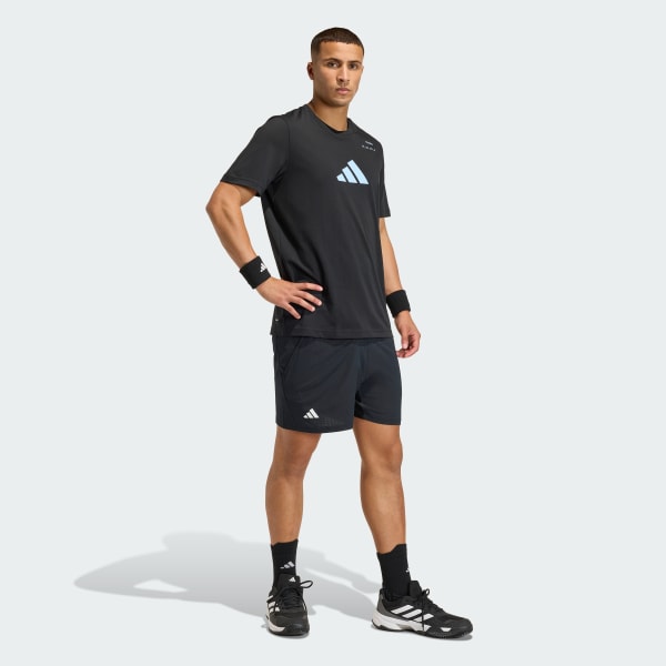 Negro Remera de Tenis Estampada