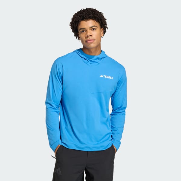 adidas Terrex Multi Climacool Hooded Long Sleeve Top - Blue | Free