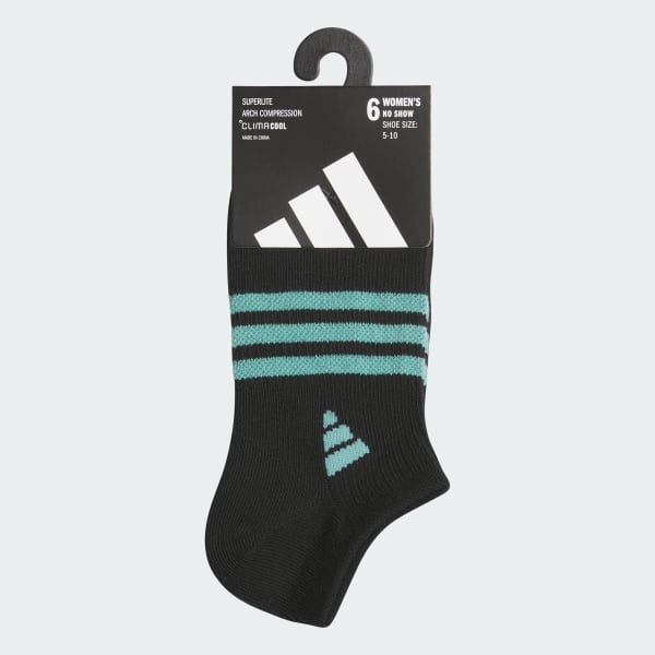 adidas Superlite 3.0 6-Pack No-Show Socks - Black | Free Shipping
