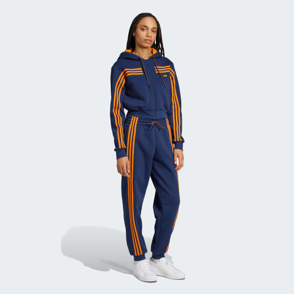 Blue 70s Short Full Zip Fleece Hoodie