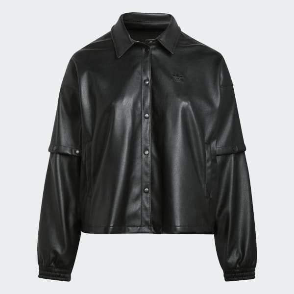 Svart Always Original Faux Leather Track Jacket (Plus Size) IX516