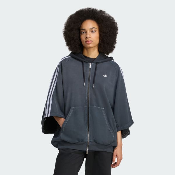 Negro polerón con capucha Adilenium Season 4 Teamgeist Extragrande Efecto Lavado con Cierre Frontal