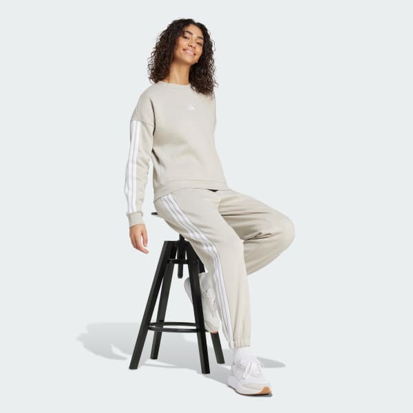 Beige Pantalon ample molleton Essentials 3 bandes