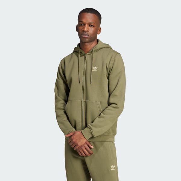 adidas Trefoil Essentials Full Zip Hoodie Green adidas Belgium