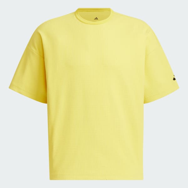 イエロー ルーズフィット ワッフルファブリック 半袖Tシャツ