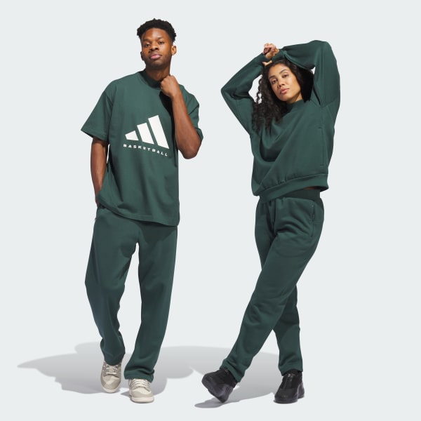Verde Pantalón Deportivo adidas Basketball 001_
