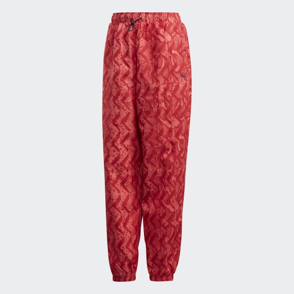 Red Allover Print Track Pants
