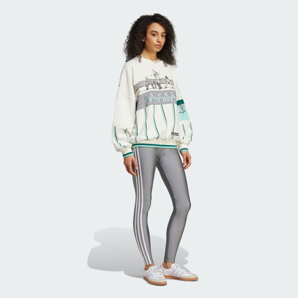 White adidas Originals Retro Sports Cricket-Inspired Crew Sweatshirt