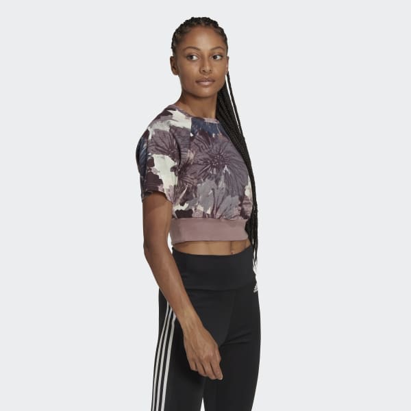 Lila Allover Print Crop Top MME52