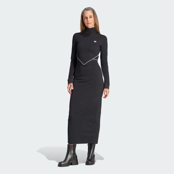 adidas Women's Lifestyle Adicolor Long Sleeve Maxi Dress - Black adidas US