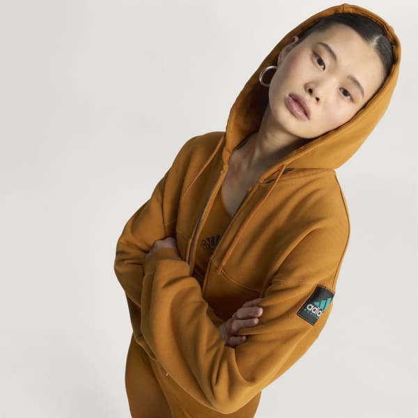 adidas Equipment Cropped Hoodie - Brown | Free Shipping with